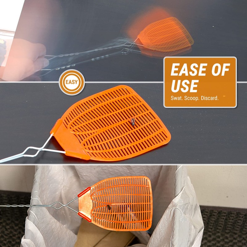 BUGKWIKZAP (3 Pack, Orange) Heavy Duty Metal Braided Fly Swatters,