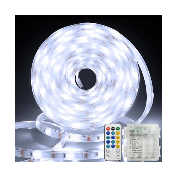 echosari Batterie Streifen mit Fernbedienung, 5M 150LED Vollst?ndig Abgedeckt led