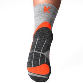 Kaiera - Trek Mid – 3 paia di Calze Tecniche da Trekking in Lana Merino, (tg 44-47) Grigio Arancione, Traspiranti, Termoregolanti, Comfort 4 Stagioni, Rinforzate e Made in Italy