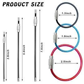 30 Pcs Colored Nylon Coated Stainless Steel Metal Wire Keychains, CKANDAY 3 Sizes 4" 6" 7.8" Cable Keyrings 2mm Key Rings Loops with Stainless Steel Connecter for Hiking Luggage ID Tags -5 Colors