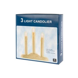 Creative Hobbies 3 Light Electric Candolier Indoor Christmas Candle Lamp, Ivory Plastic with Clear C7 Light Bulbs