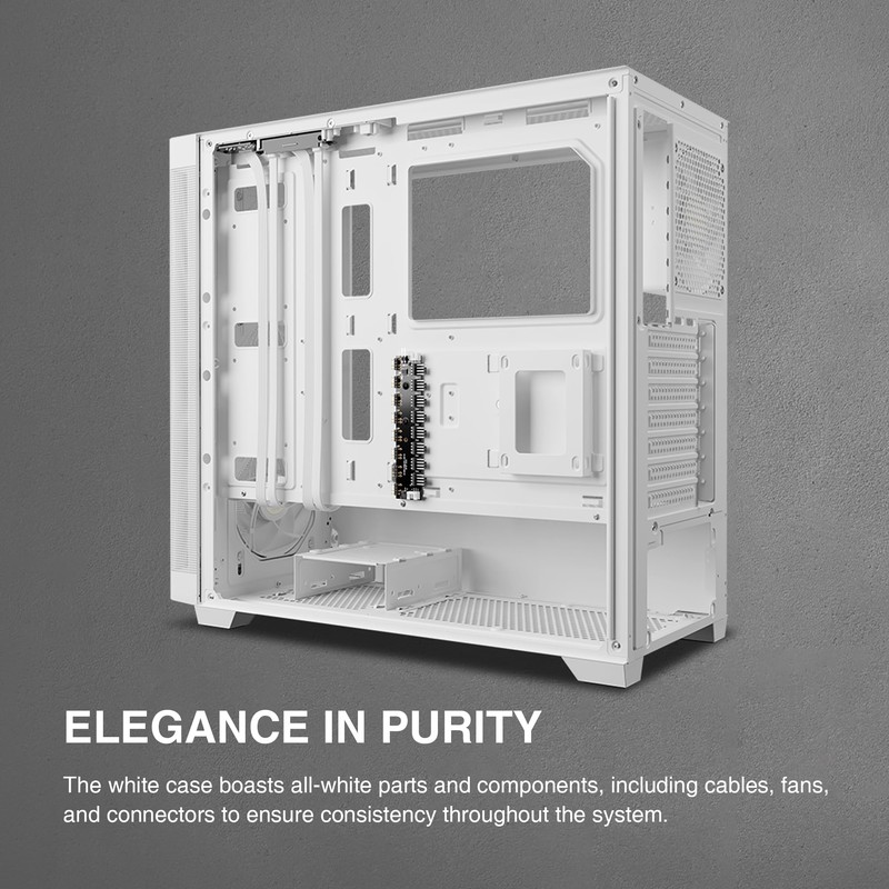 GAMDIAS White ATX Mid Tower Computer Case Tempered Glass, Gaming