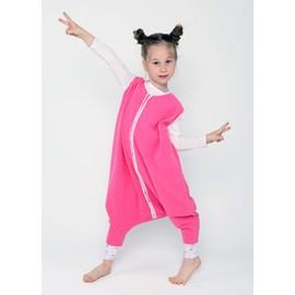 Yorni Ayaklı Oeko-TEX Mikro Polar Uyku Tulumu, Yelkenli/Kayak Boyunluk Hediyeli Pembe 3-6yaş