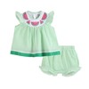 Lil cactus Green & White Stripe Watermelon Smocked Angel-Sleeve Dress