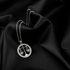 Pavel ́S Silver Necklace Zodiac Sign Libra from the ECLIPSE Collection, 925 Necklace with Shiny Cubic Zirconia, Includes Jewellery Box and Certificate of Authenticity