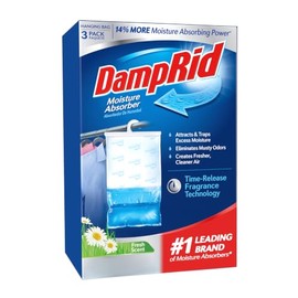 DampRid Absorbedor de humedad colgante de aroma fresco, 16 onzas, paquete de 3 – Elimina los olores a humedad para un aire más fresco y limpio, absorb