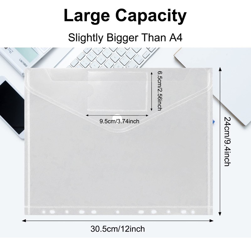Pack of 30 A4 Document Wallets Waterproof Document Folders for