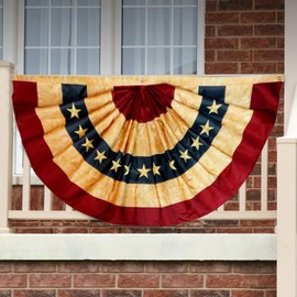 USA Patriotic Bunting Flag 2x4 Ft, Vintage Pleated Fan Banner Outdoor for Porch Fence Patio, 4th of July Independence Day Decorations, 250th Anniversary American Flag