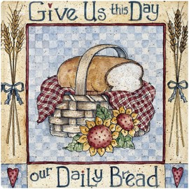 Fine Art Canvas Give Us This Day Our Daily Bread Canvas Wall Decor by Artist Shelly Rasche for Living Room, Bedroom, Bathroom, Kitchen, Office, Bar, Dining & Guest Room - Ready to Hang - 14 in x 14 in
