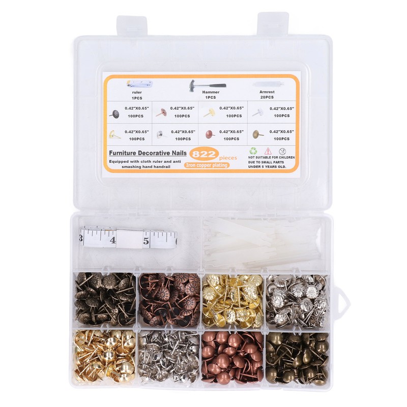 822 Pcs Upholstery Tack 8 Colour Carbon Steel Furniture Decorative