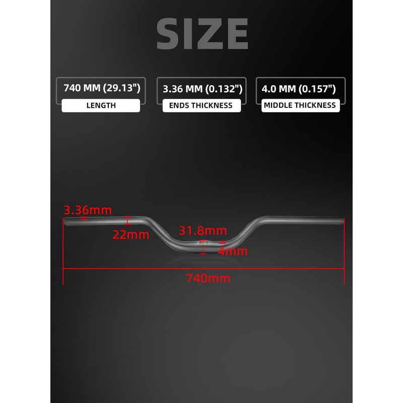BAOUFF 7/8" Riser Handlebar for Electric Dirt Bike,4MM Thickness 7075