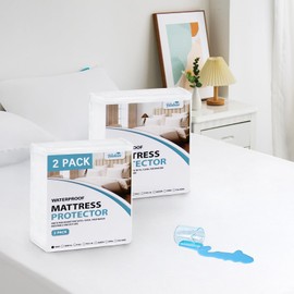 2 Pack Twin Size Waterproof Mattress Protector, Breathable & Noiseless Waterproof Mattress Cover, Waterproof Twin Fitted Sheet up to 14” Deep Pocket, 38"x 75"