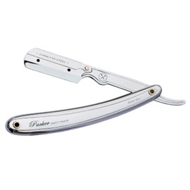 Shaving Factory Parker 31R Stainless Steel Straight Edge Razor and 5 Shark Super Stainless Blades, 1er Pack (1 x 1 Stück)