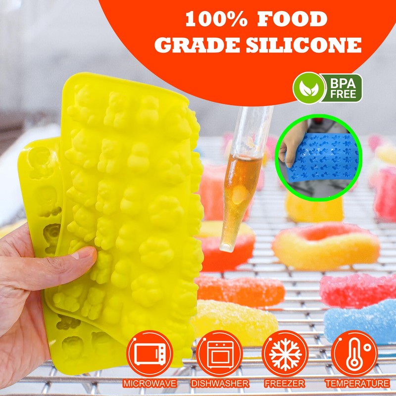 112PCS Mega Silicone Gummy Candy Molds Kit with 4 Droppers