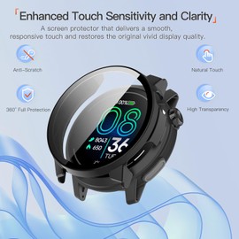YAJOJO (2 Pack) Protective Case for COROS PACE Pro, Full Coverage PC Bumper with Tempered Glass Screen Protector, Shockproof Scratch-Resistant Shell for COROS PACE Pro Smartwatch,Black+Clear