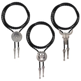 GMHLLES 3 Pcs Bolo Tie for Men Women, Adjustable Vintage Cowboy Necklace, Leather Necktie Western Cowboy Costume Accessories for Teen Boy Girl