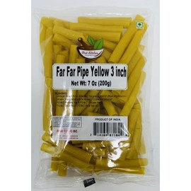 Desi Kitchen Far Far/Fryums Wheat Pellet Uncooked, great substitute of papadam/Pipe Yellow 3 Inch, 200gm (7oz)