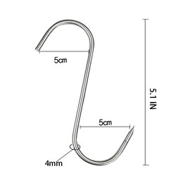 MUFEDAT 20Pcs 5.1inch Stainless Steel Meat Hooks, SUS304, S-shaped, 13CM, 100lb, Kitchen, Butcher, Hunter, Smoking