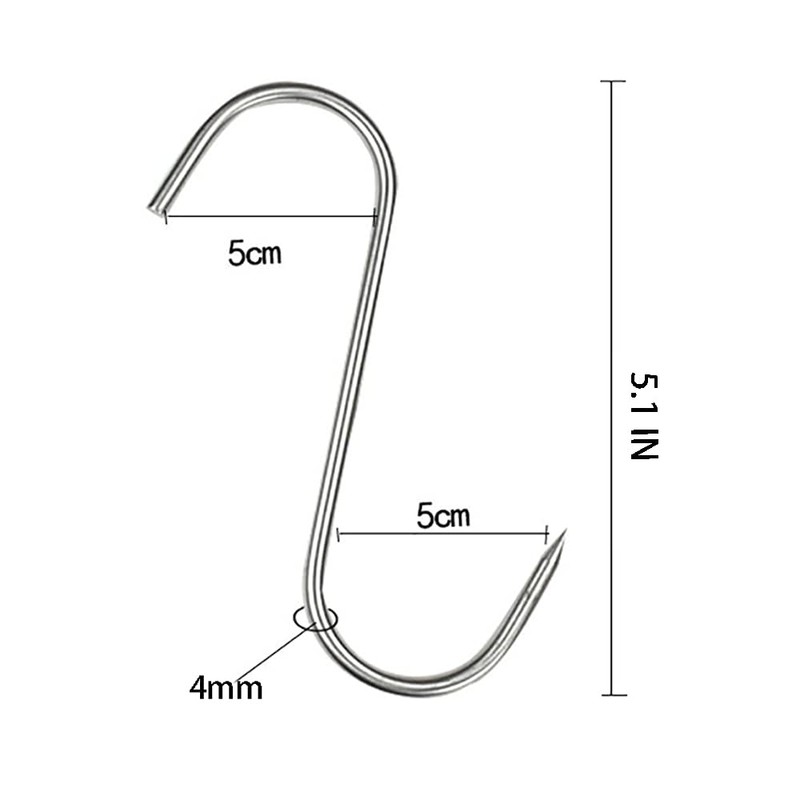MUFEDAT 20Pcs 5.1inch Stainless Steel Meat Hooks, SUS304, S-shaped, 13CM,