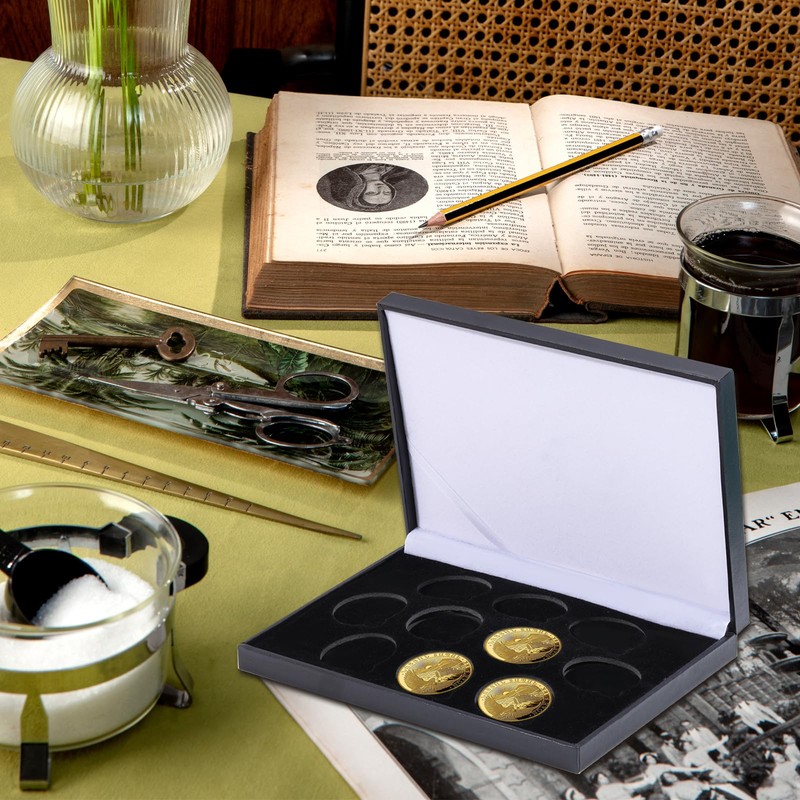 beinkmake Coin Display Case PU Black Velvet Display Coin Box