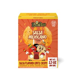 Bean Bites | Salsa Mexicano Lentil Crisp 3.53 oz (100 g) | Mini Poppadom Snack | Round Crunchy Crisps | Earthy, Salsa Taste | Heat in Oven (60 secs), Plant Based Protein by Pride of India