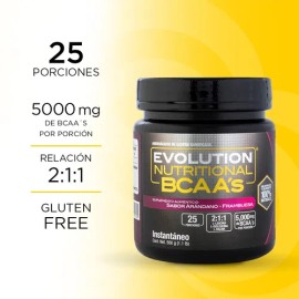 Suplemento en polvo Evolution BCAA's carbohidratos sabor arándano/frambuesa en pote de 500g