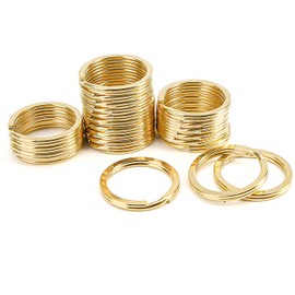 20 PCS Brass Flat Split Key Rings, 25mm (1") Diameter, Solid Brass Keyrings for Keys, Clasps, Attachments for Charms, DIY Crafts at Home, Car, Office Use (Gold)