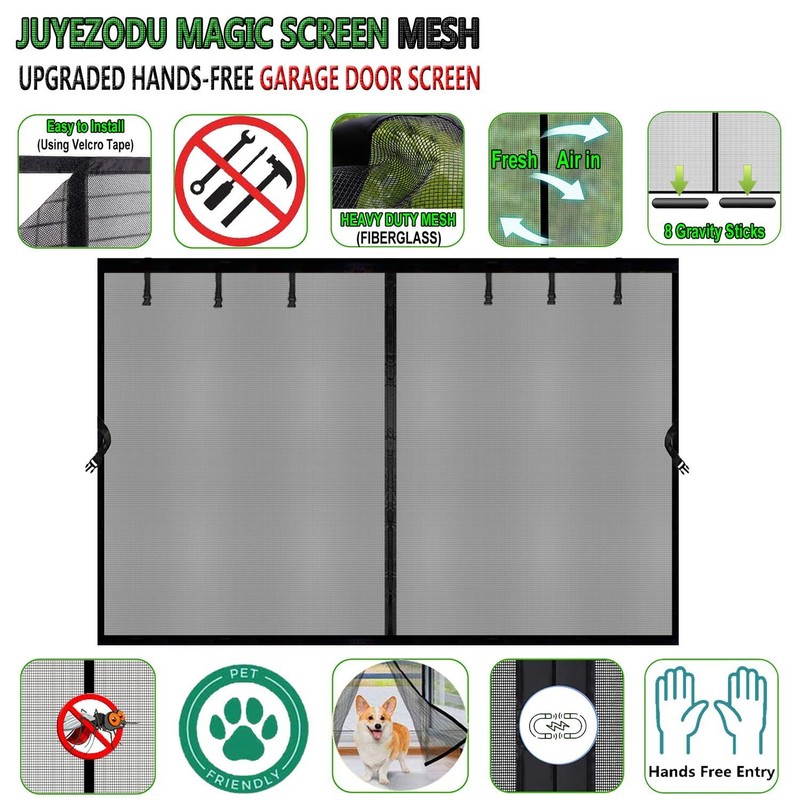 Magnetic Garage Screen Door for 8X7FT Car Garage, Durable Heavy