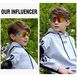 DUCO DK268 Kids Sunglasses, Children's Sunglasses, Baseball, Polarized Sunglasses, Sports, Ultra Lightweight Frame, UV Protection, Running, Cycling, 5 - 12 Years Old, Free size