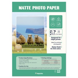 Pikapoka 5x7 Matte Photo Paper for Inkjet Printer, 200gsm/52lb Single Sided 5R Matt Paper, 100 Pack