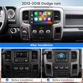 Car Radio for Dodge Ram 2013-2019 1500 2500 3500 Car Stereo Android 14 Touch Screen Wireless CarPlay&Android Auto, GPS, Bluetooth,WiFi,Backup Camera,Pantalla para (Manual AC)