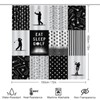 4PCS/Set Modern Golfer Golf Ball Patchwork Black Shower Curtain 72W