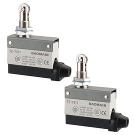 Baomain Limit Switch Panel Mount Roller Plunger Momentary Type SPDT 1NC+1NO AC DC 380V 10A Micro Switch TZ-7311 Pack of 2