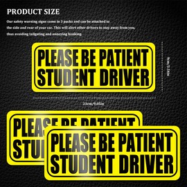 QZTYTY 3PCS Student Drive Magnet for Car, Magnet Car Sticker, Please Be Patient Student Driver Magnet, Reusable Movable Rookie Driver Reflective Magnets Stickers Universal Fit Car Bumper (Style 1)