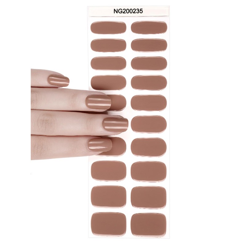 Semi-Cured Gel Nail Strips, Long-Lasting,UV Light Nail Stickers,20pcs,red,Black,Blue Galaxy,Leopard Print,Solid,Easy