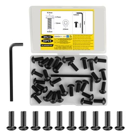 30 Pcs M5 Bolts Set, M5 x 12mm Hex Socket Button Head Screws, Allen Machine Bolts, Black Hex Socket Cap Screws Set with Full Thread for Industrial Indoor Outdoor, with M3 Wrench