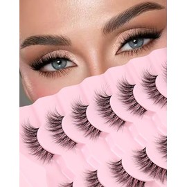 Onlyall False Lashes Natural Look False Eyelashes Natural Lashes Wispy Eyelashes Fake Eyelashes Strip Lashes Fake Lashes 14mm Lashes D37