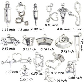 DIY Earring Charm Jewellery Pendant: 72 Pieces Mini Silver Metal Aesthetic Sisters Craft Kit Wedding Gift Small Bracelet Pearl Decorative Chain Necklace Craft Set Key Chain Accessories for Young,