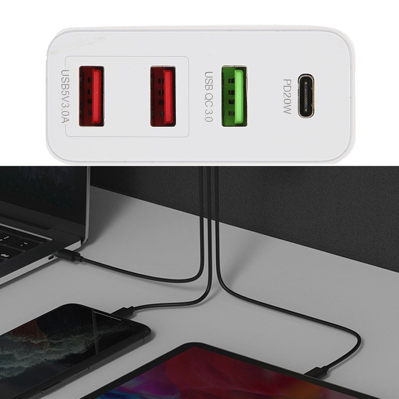 53W 4 Port Mobile Phone Charger 20W PD QC3.0 Fast
