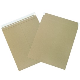 BOX USA 12 3/4 x 15" Stayflats Brand Rigid Flat Mailers, Kraft (Pack of 100) Photo Document Mailers, Peel & Seal Closure, Tear Strip Easy Opening.