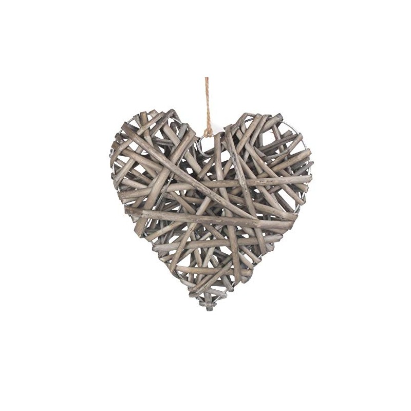 Red Hamper Medium Full Antique Wash Wicker Heart, H20 x