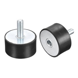 sourcing map Rubber Bearing M10 External / Internal Thread Vibration Insulator Shock Absorber D50 mm x H 25 mm Pack of 2
