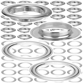 Akamino 30 Set Grommets Eyelets Kit, 40mm Brass Eyelets with Washers, Electroplating Metal Grommet Kit for Fabric Curtain Tarps,DIY Leather Belt,Sewing Repair (Silver)