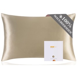 ZIMASILK 100% Silk Pillowcase for Hair and Skin, Double-Sided 19 Momme Pure Mulberry Silk, with Zip, 1 Piece, 40 x 80 cm, Taupe