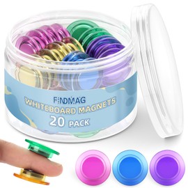 FINDMAG Strong Magnets, Colourful Magnets for Magnetic Board, Fridge Magnets, Whiteboard Magnets, Colourful, Fridge Magnets for Classroom, Office, Photo, Paper (Pack of 20 Mixed with 5 Colours)