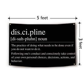Discipline Motivational Home Gym Flag 3x5 Feet Inspirational Office Home Gym Dorm Wall Decor Gym Banners and Flags for Room with 4 Bass Gromments