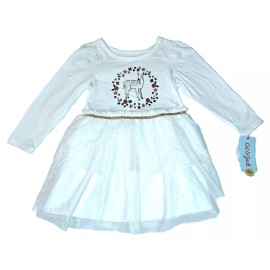 Cat & Jack Girls CAT & JACK ivory deer tutu dress 2T NWT gold sparkle cotton knit