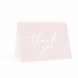 TRENDY FOX Blush Thank You Cards with Envelopes 25 Pack, Pastel Blank Note Cards for Wedding Birthday Baby Shower Party Supplies, Soft Pink Thank You Note Cards 4x6