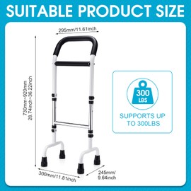 Bulyoou Walking Cane Standing Aids and Supports Adjustable Cane Stand Assist Aid for Elderly up to 300lb Height Adjustable 28.74-36.22 in Mobility for Seniors, Adults and Assistance(White)