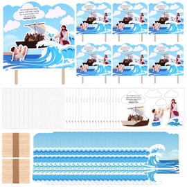 GlikCeil 24 Sets Jesus Walks on Water Craft Kit DIY Sunday School Crafts for Kids Christian Religious Jesus Faith Gifts for Kids Classroom Home VBS Sunday School Activities Party Decorations